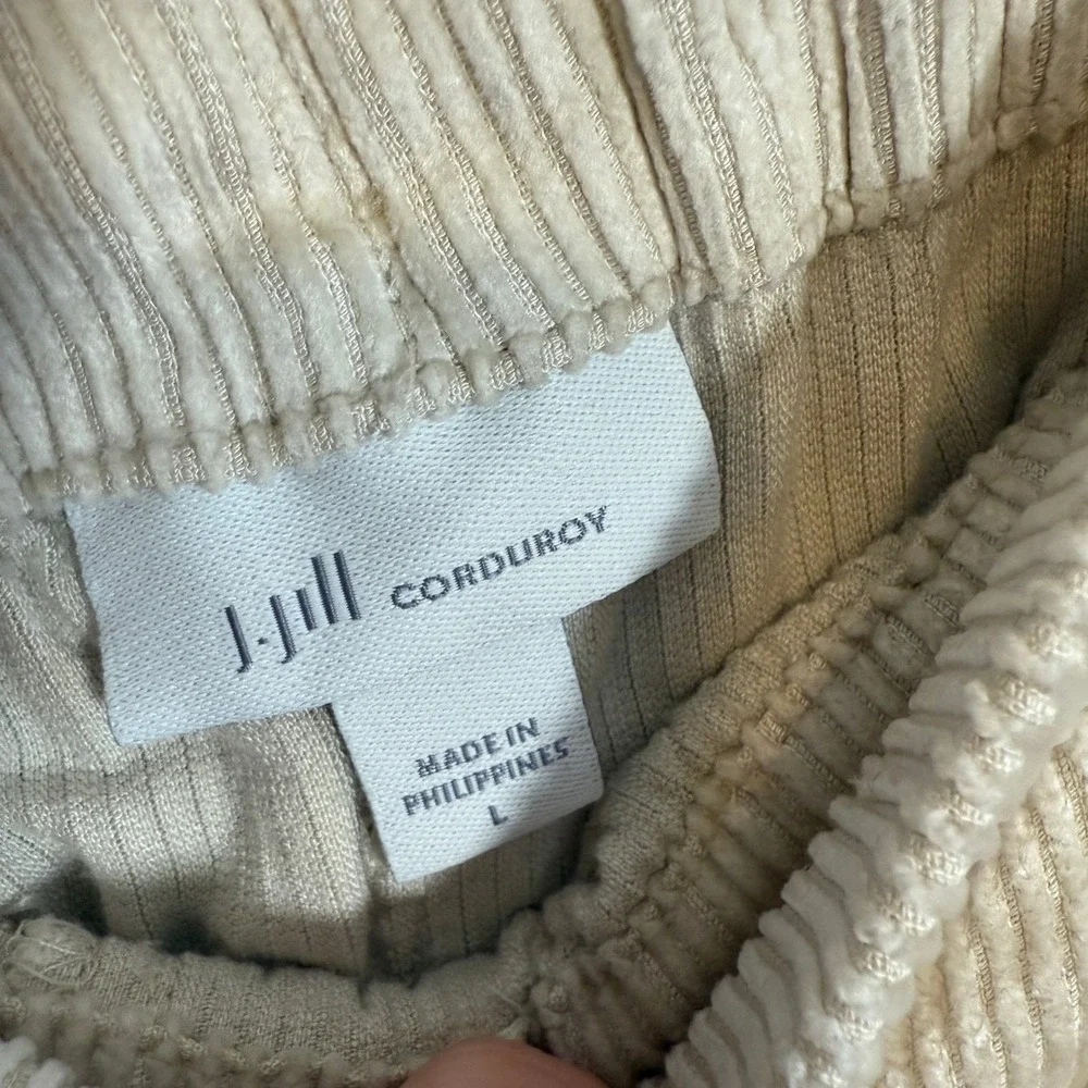 J Jill Pants Womens Large Beige Corduroy Wide Leg Crop Stretch Waist Lagenlook‎